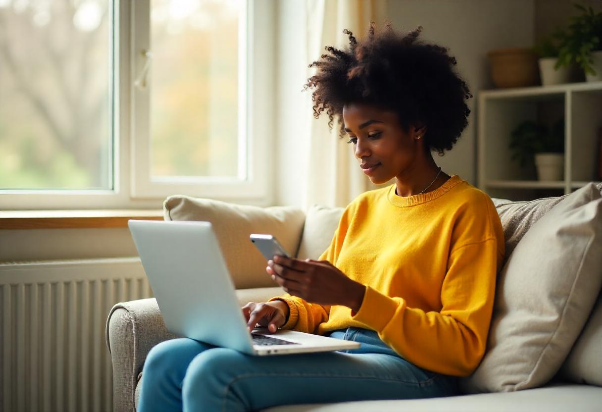 Person using a mental health app alongside a virtual psychiatry session